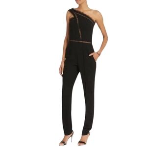 Noam Hanoch black one shoulder jumpsuit size 2